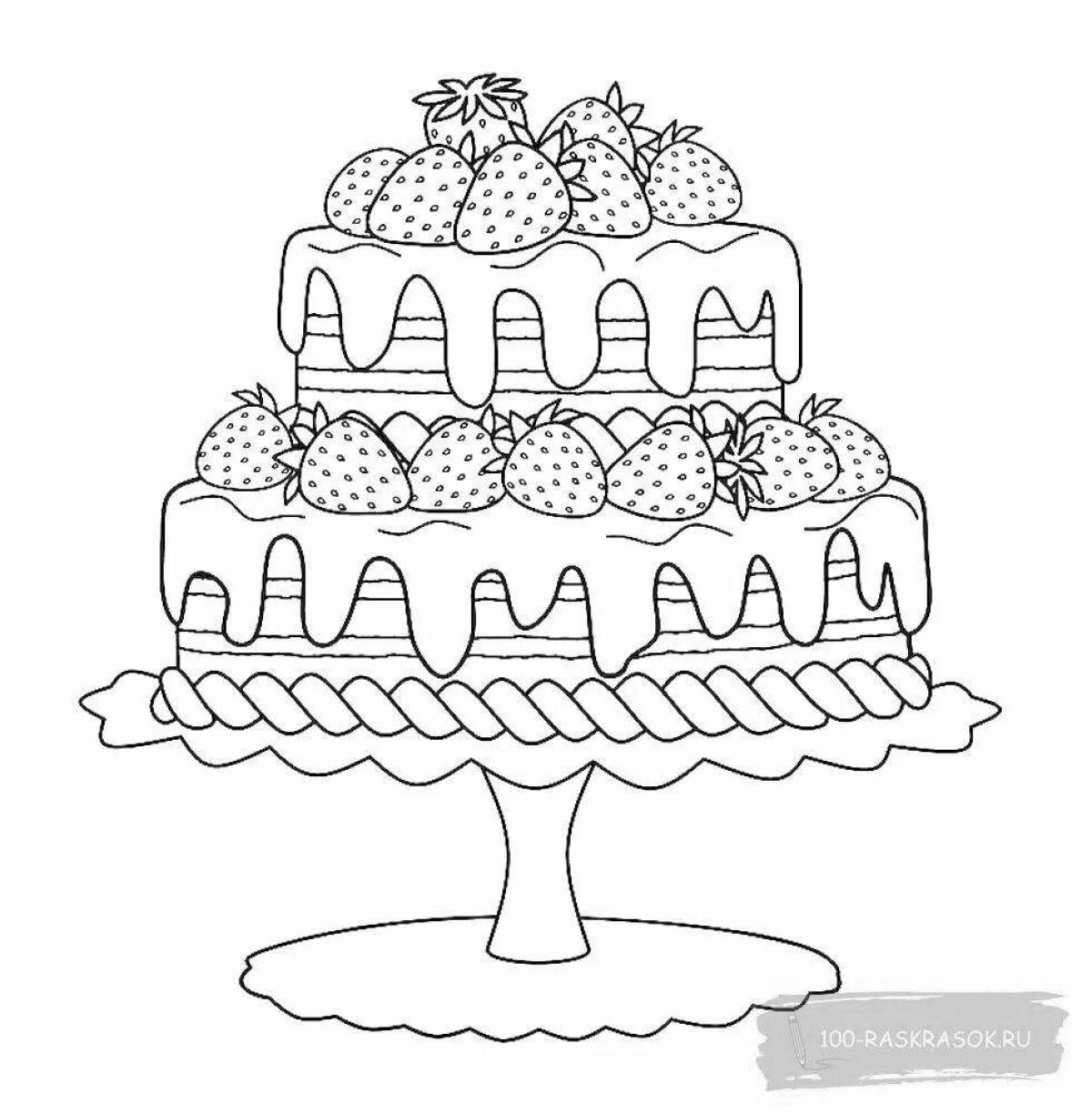 Fantastic beautiful cake coloring page