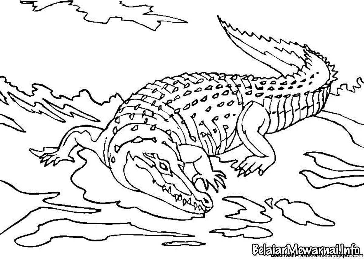 Раскраска живой гребешковый крокодил
