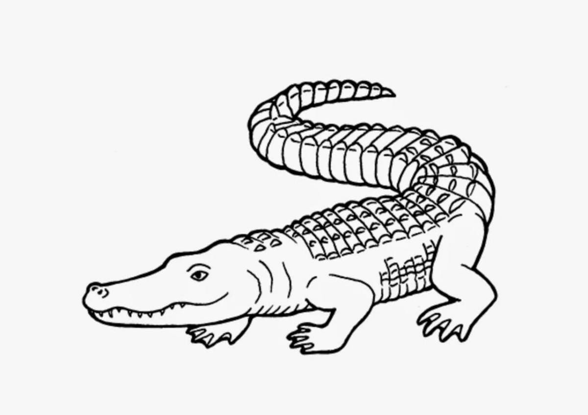 Анимированная страница раскраски с гребенчатым крокодилом