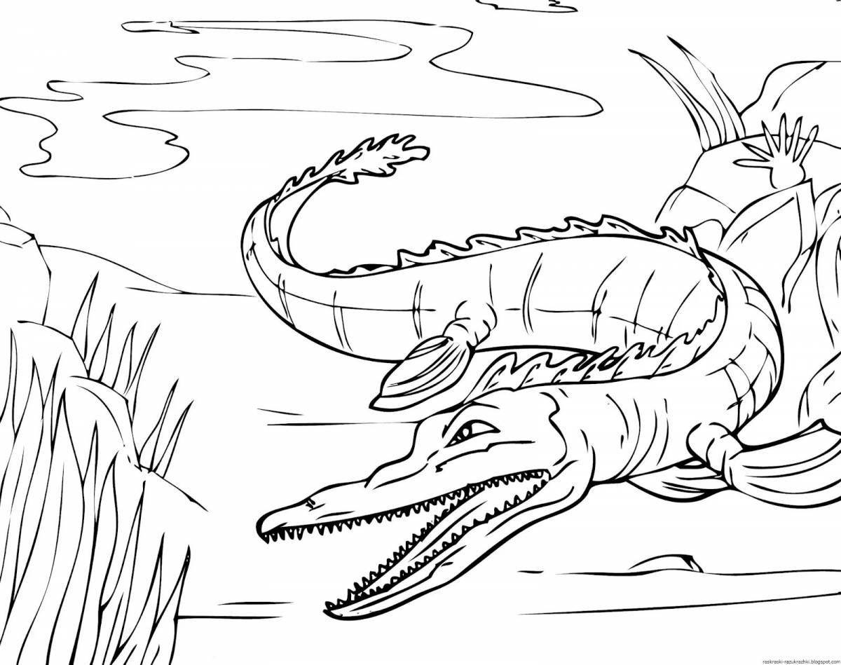 Раскраска буйный гребешковый крокодил