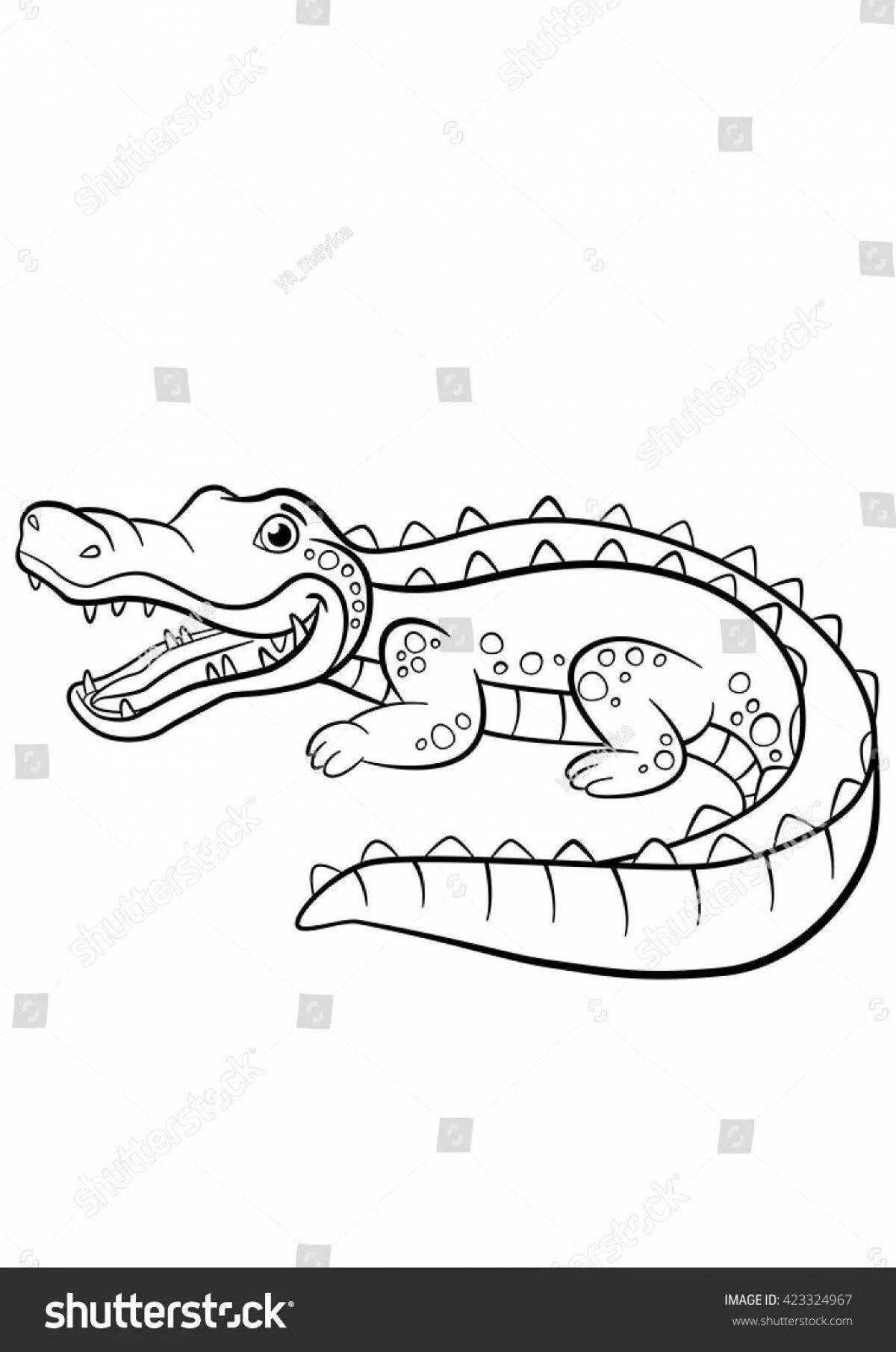 Раскраска очаровательный гребенчатый крокодил