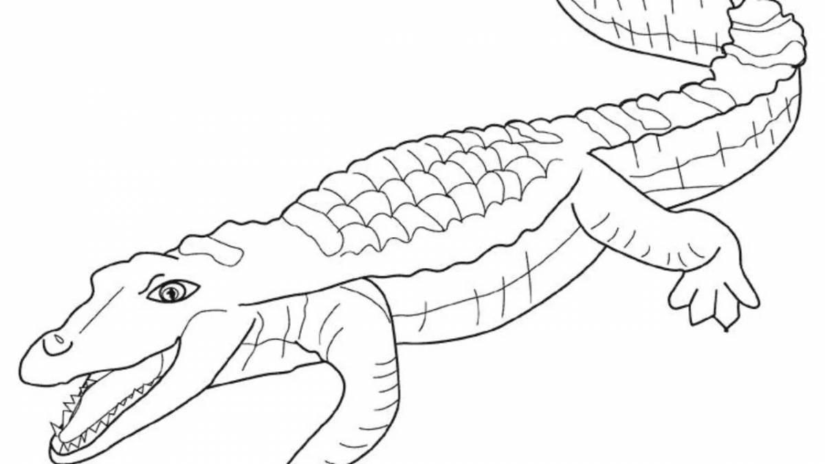 Impressive combed crocodile coloring page
