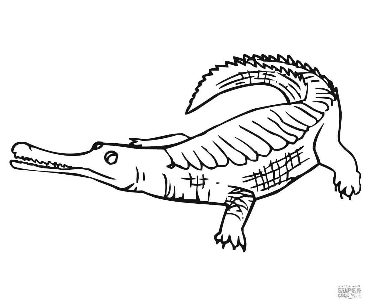 Coloring page wonderful combed crocodile