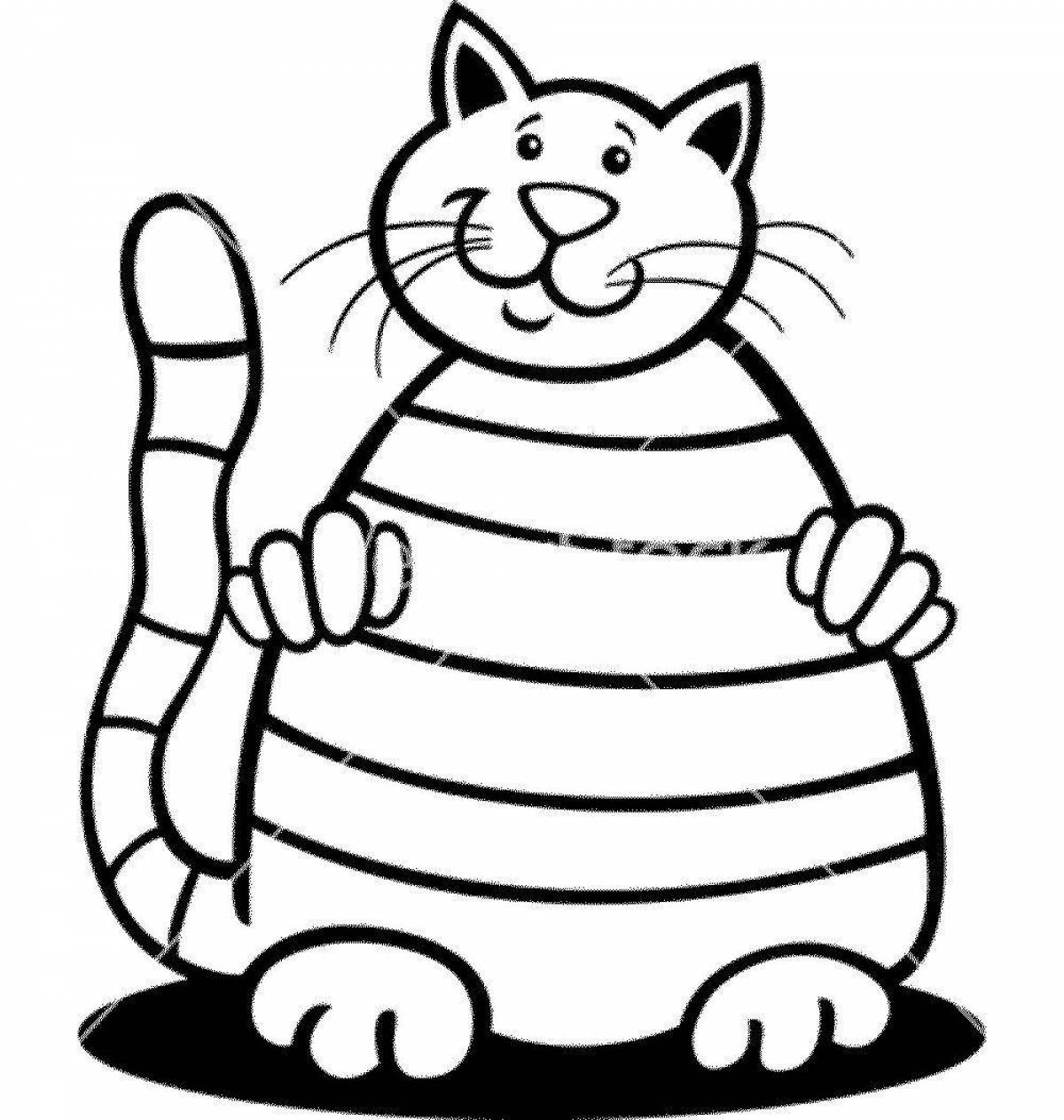 Раскраска радостный толстый кот