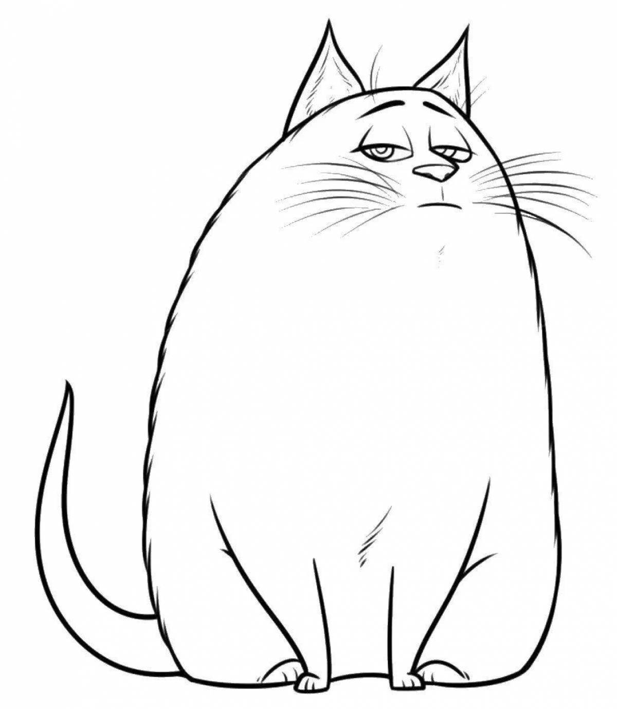 Раскраска круглый толстый кот