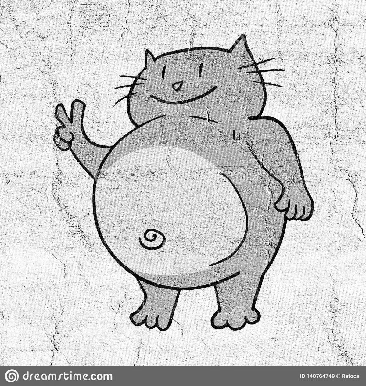 Coloring book funny fat cat