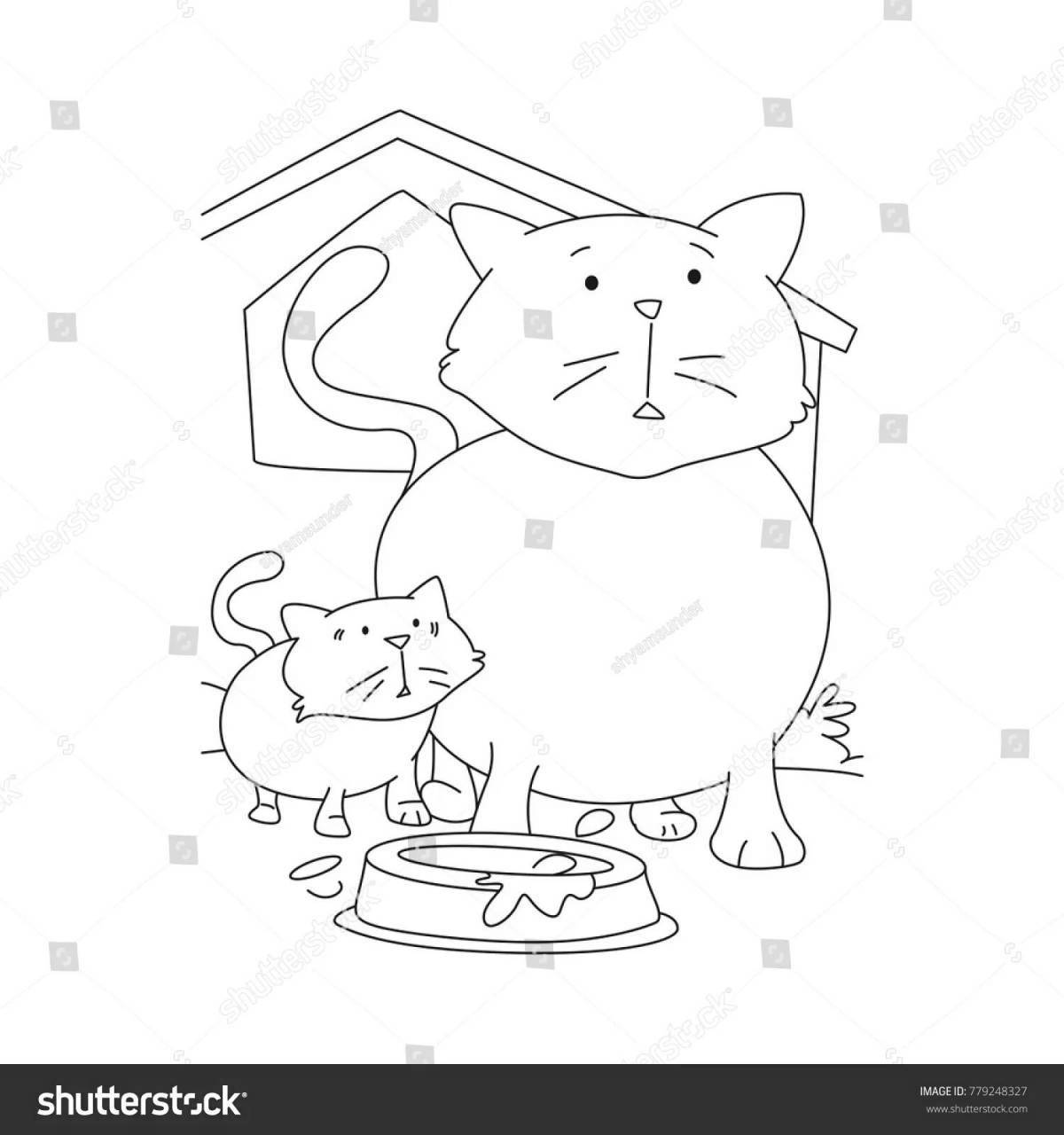 Раскраска дремлющий толстый кот