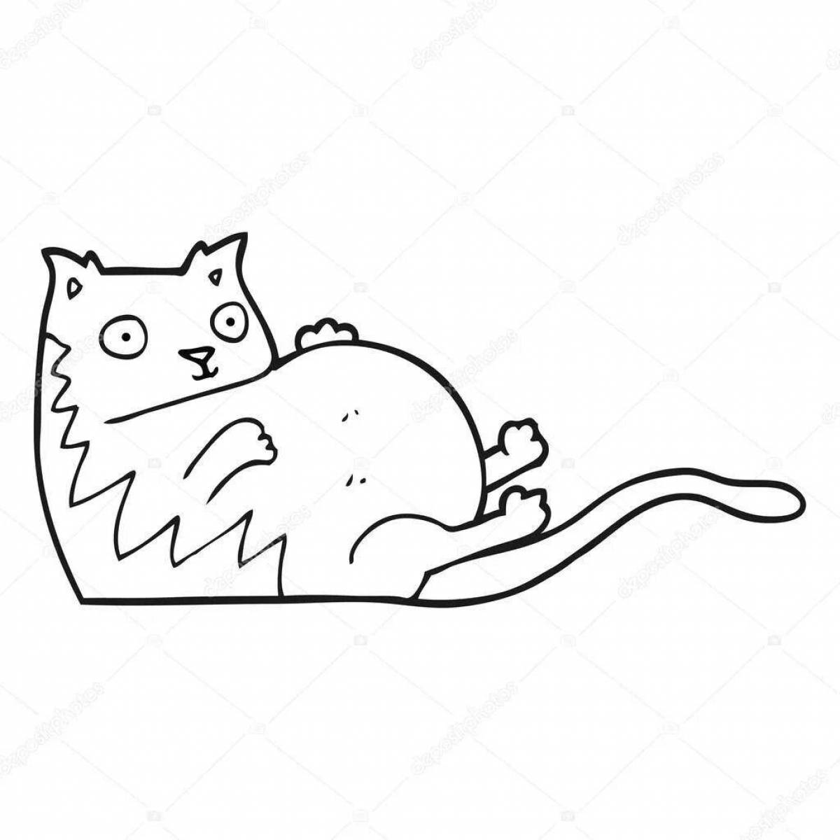 Раскраска уютный толстый кот