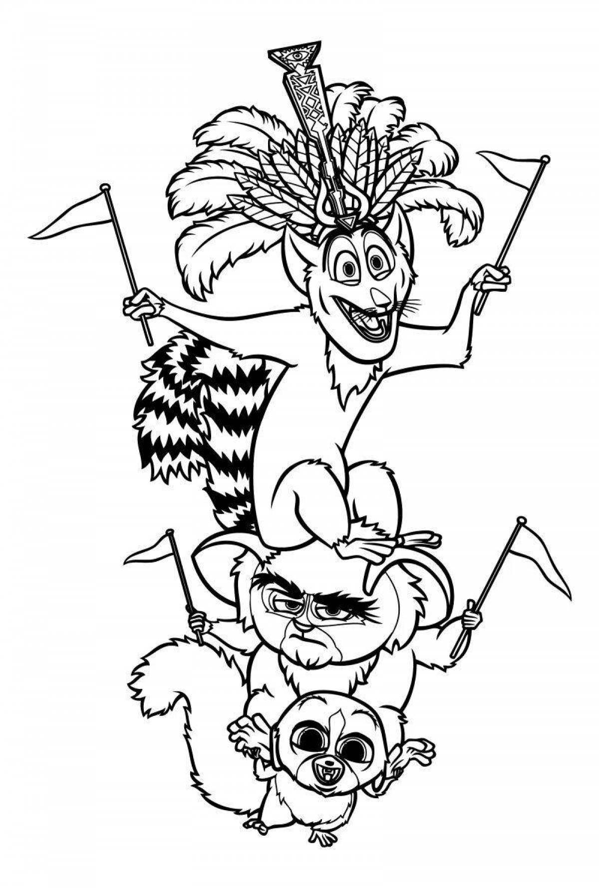 Colorful king julian coloring page