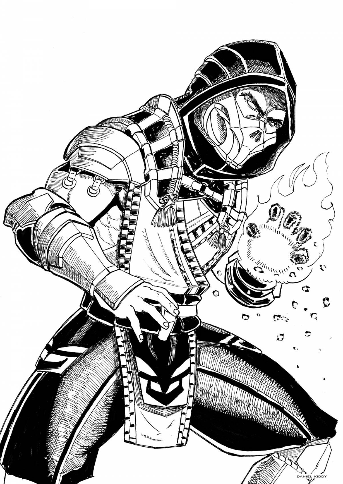 Live mk11 scorpion coloring page