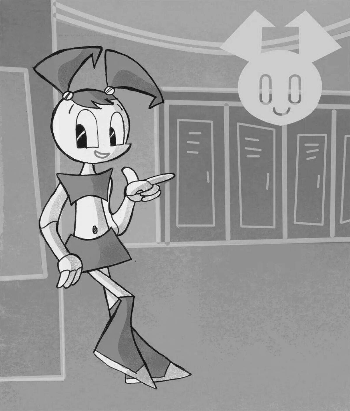 Glitter jenny robot coloring page