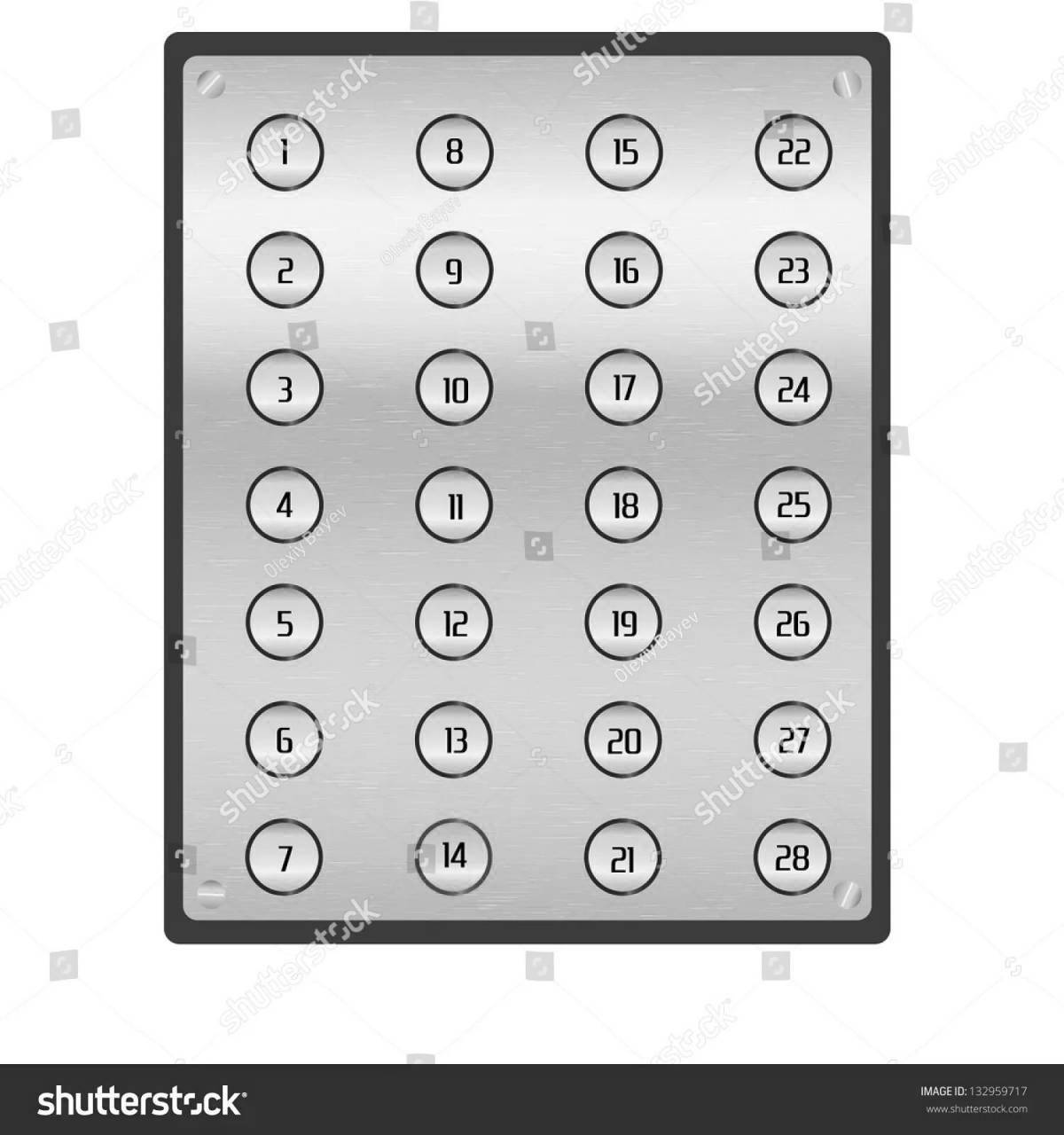 Exciting elevator button coloring pages