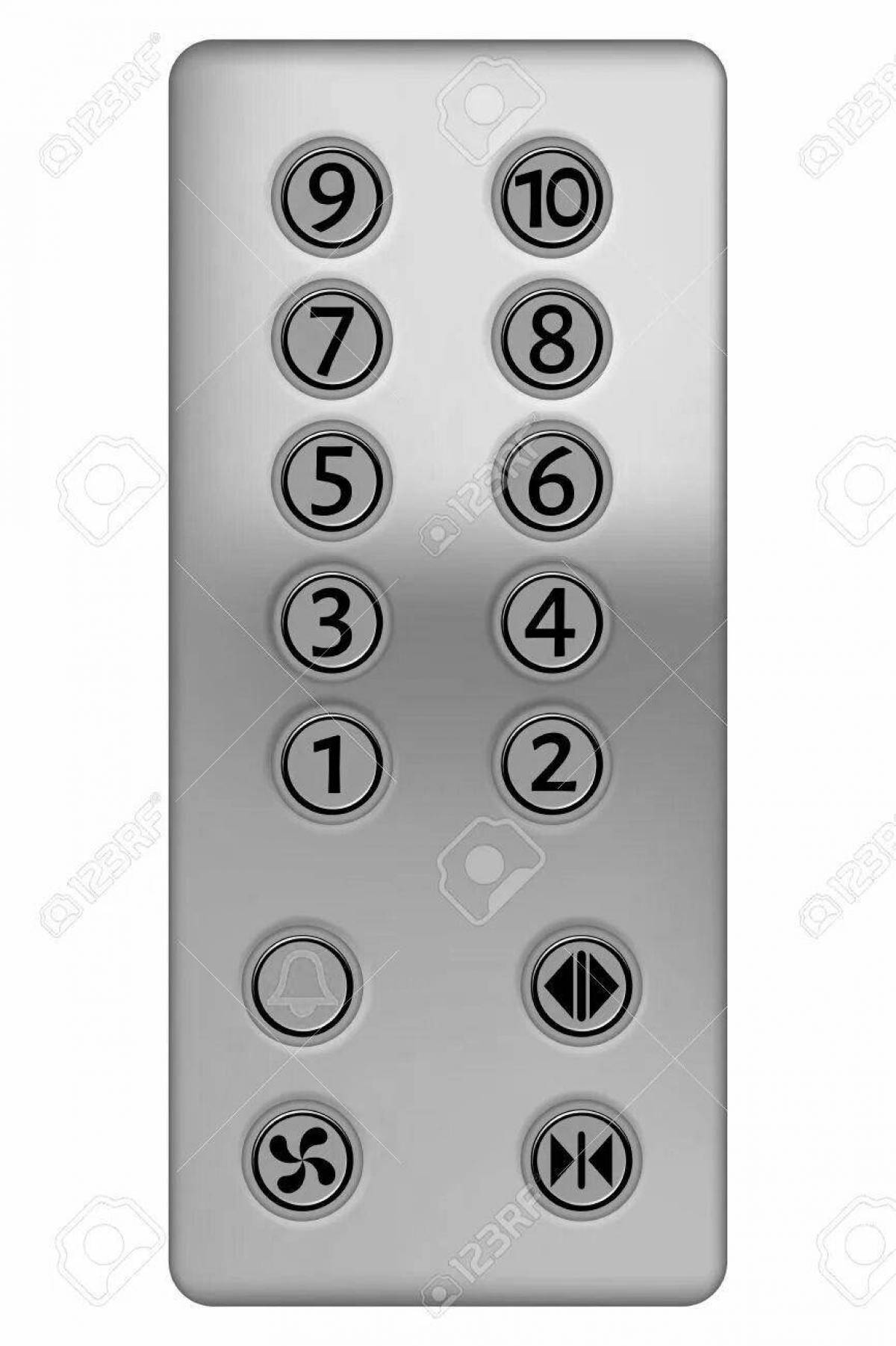 Glittering elevator buttons coloring page