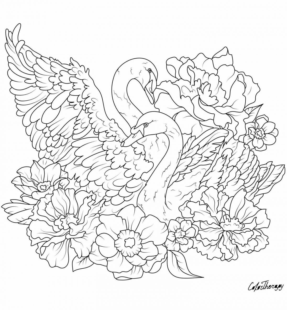 Coloring majestic swan antistress
