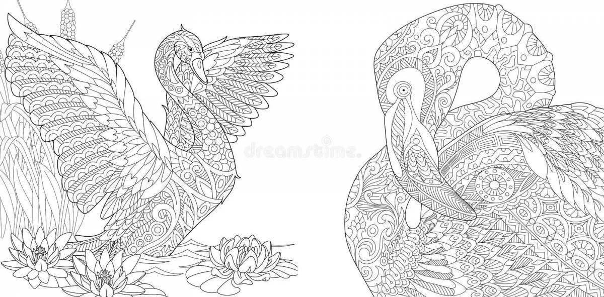Coloring page graceful antistress swan