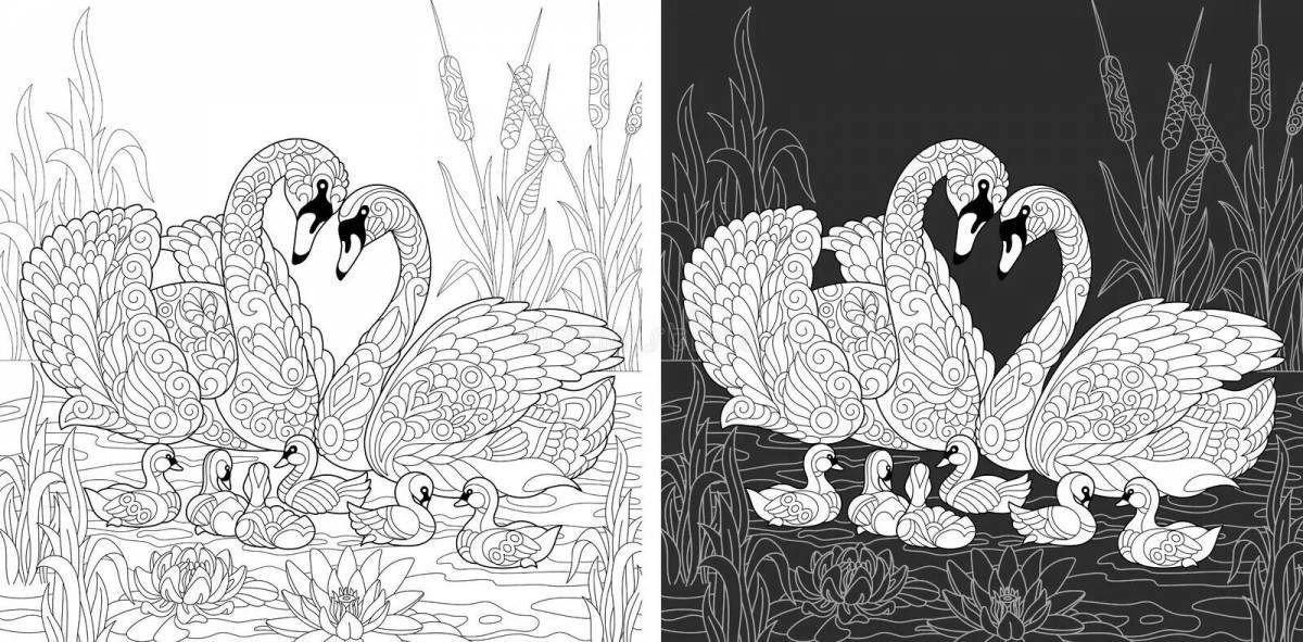 Adorable swan antistress coloring book