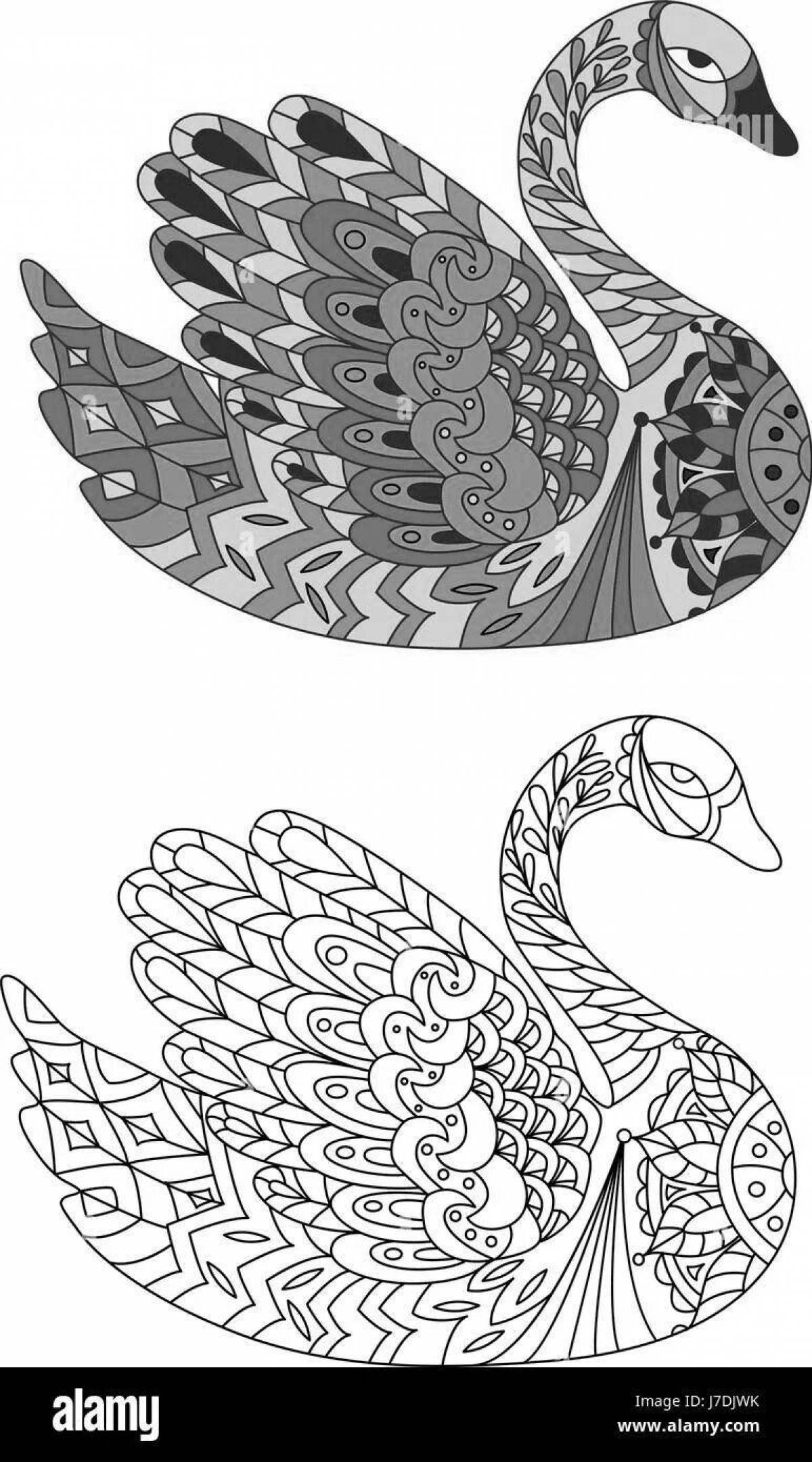 Coloring book gorgeous antistress swan