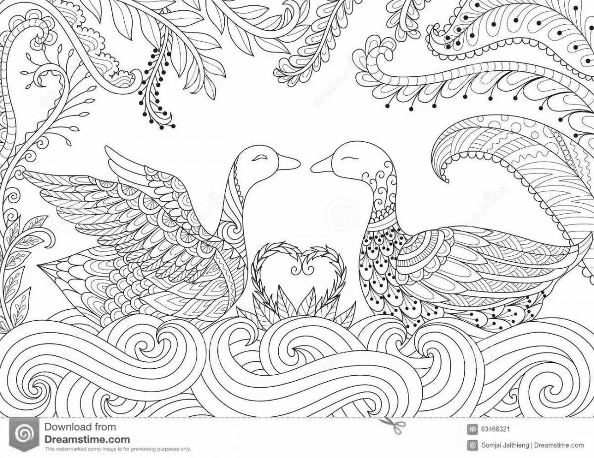 Cute swan antistress coloring book