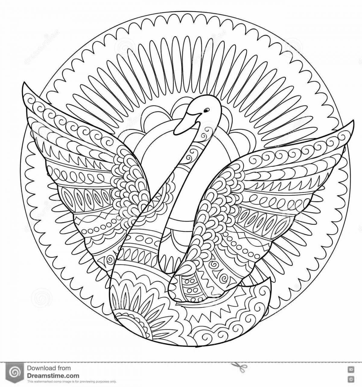 Coloring book serendipitous swan antistress