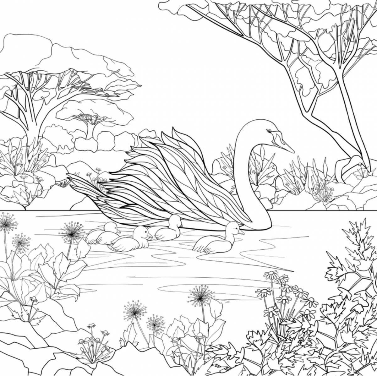 Inspirational swan antistress coloring book