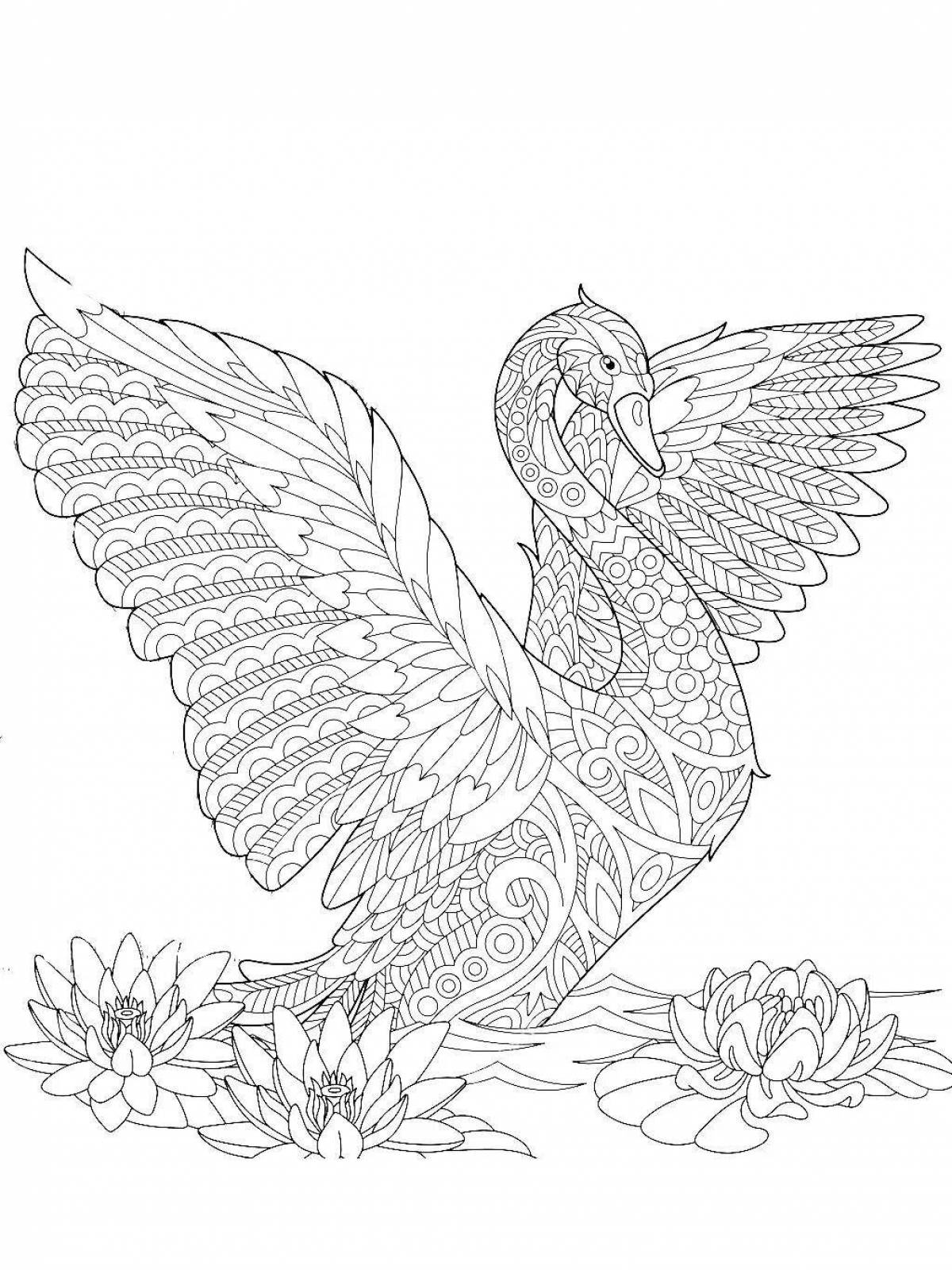 Elegant swan antistress coloring book
