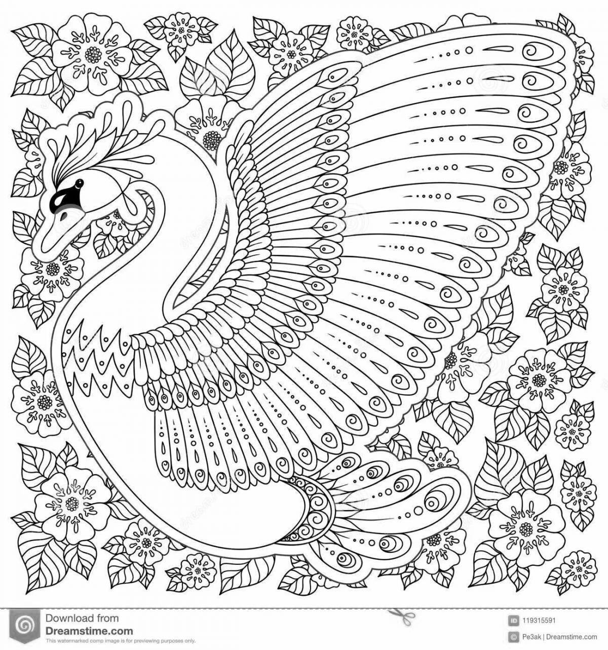 Coloring book playful antistress swan