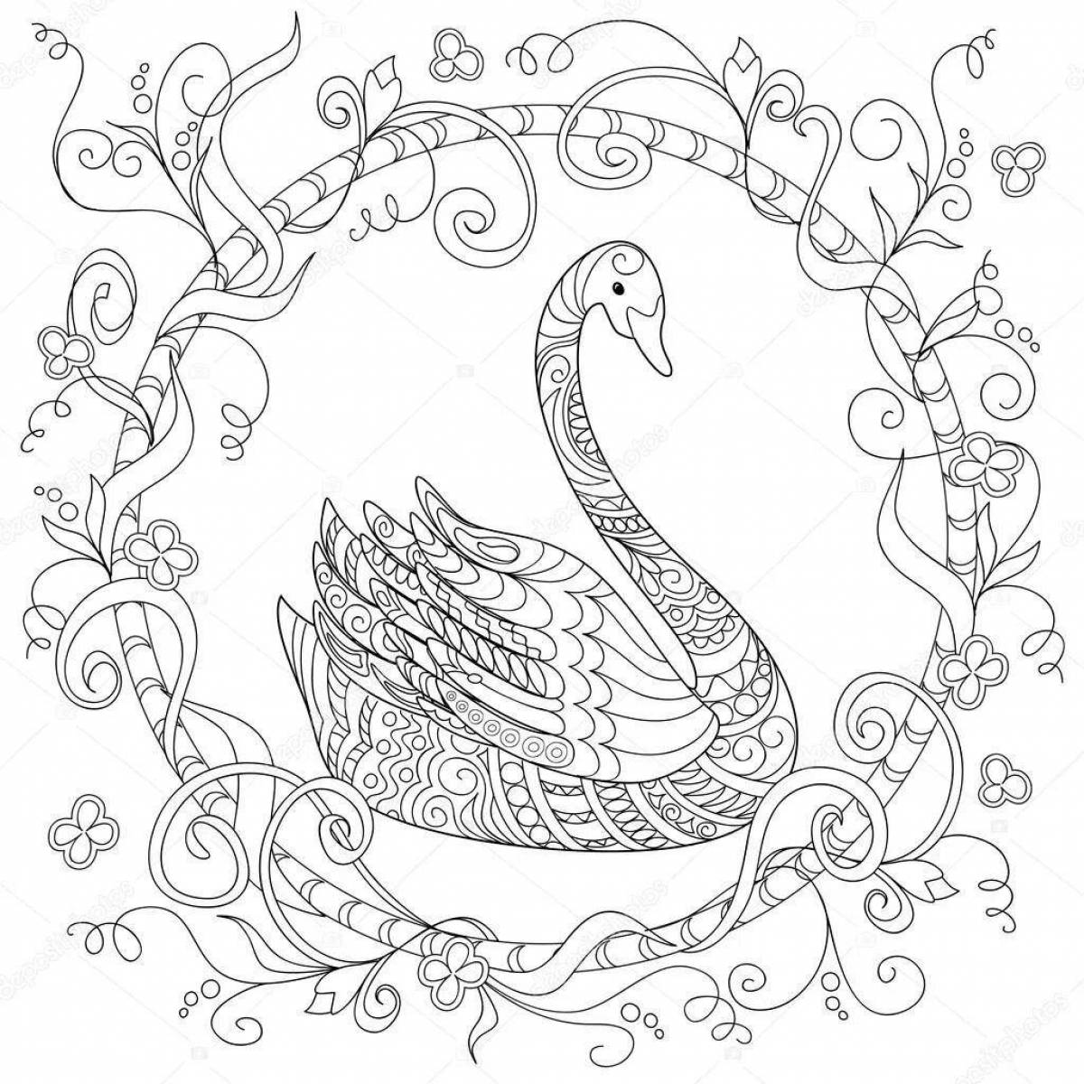 Coloring book magic swan antistress