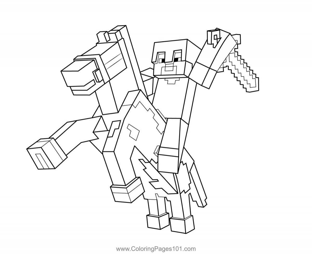 Colorful minecraft hare coloring page