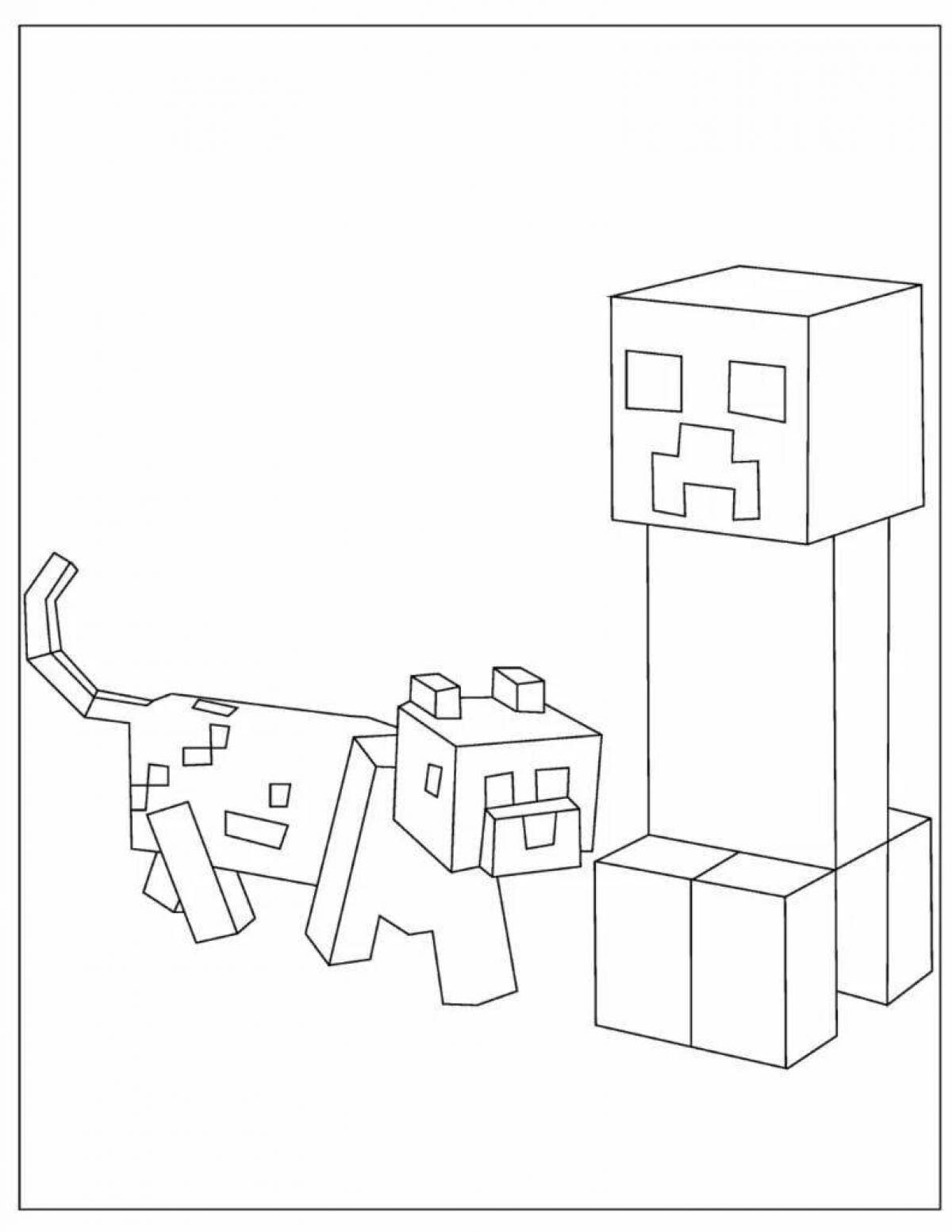 Playful minecraft hare coloring page