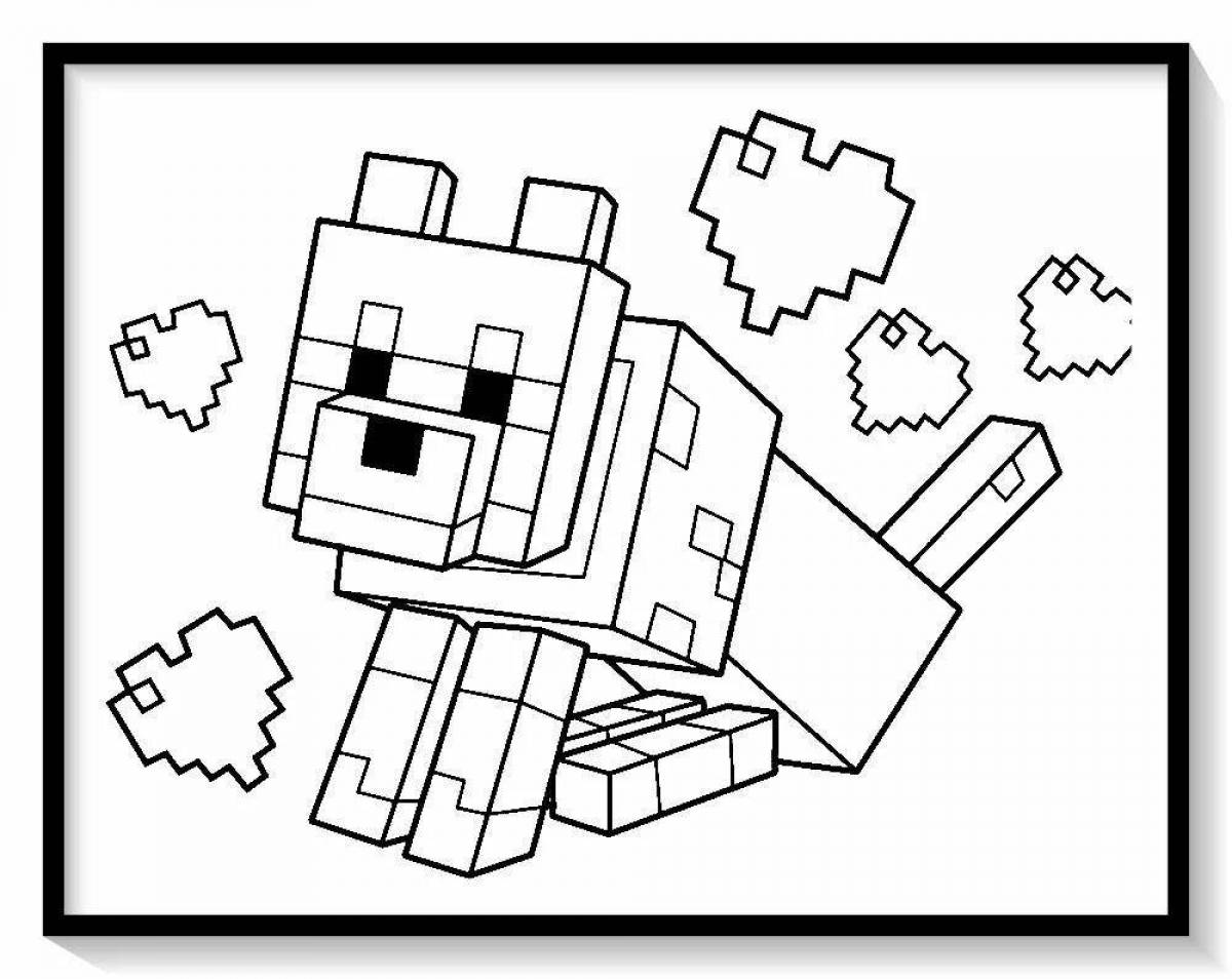 Sparkly minecraft hare coloring page