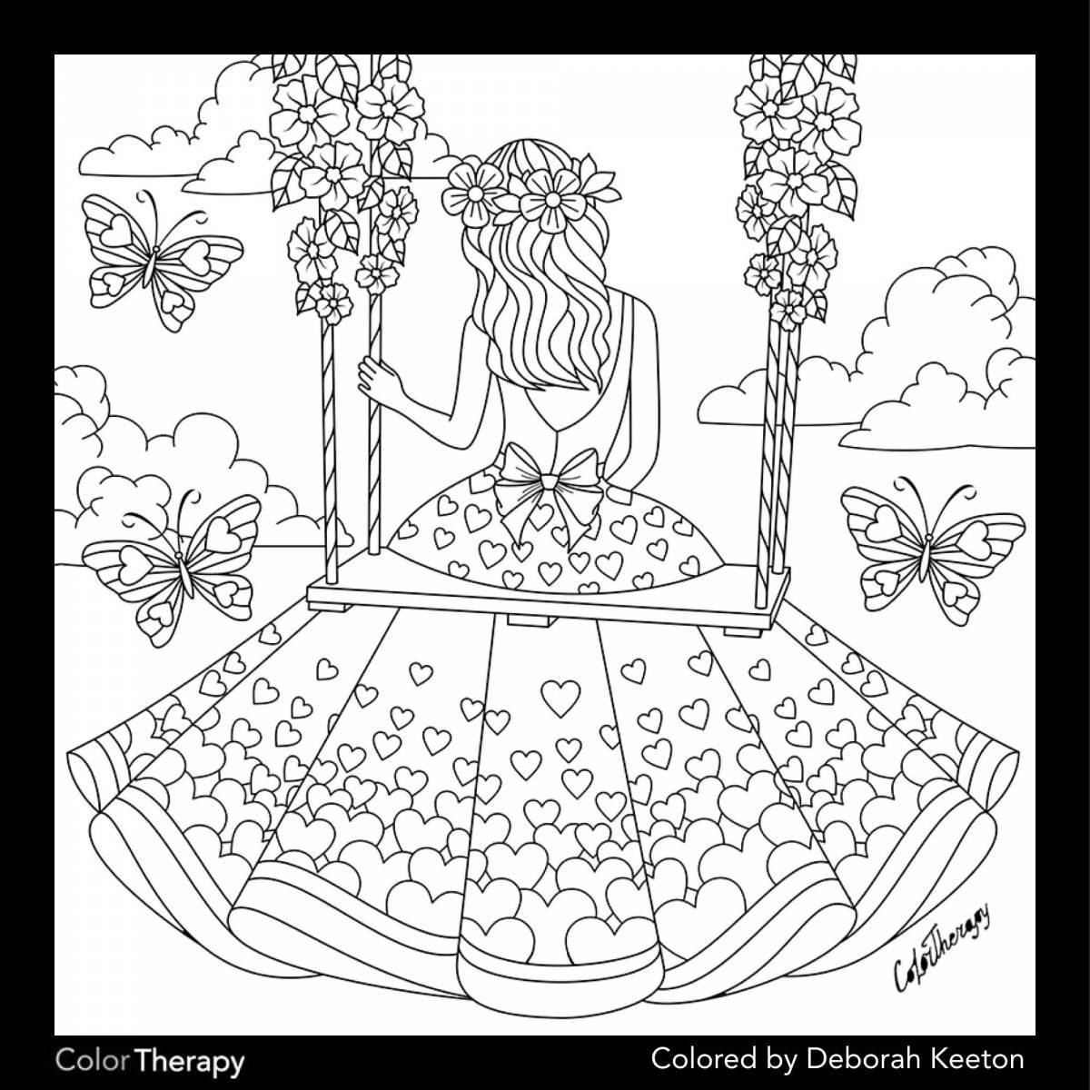 Coloring page cheerful kyzdyn sureti