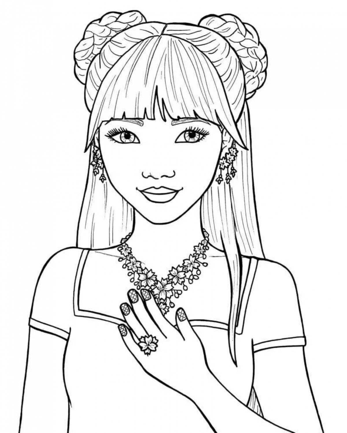 Playful coloring book for girls