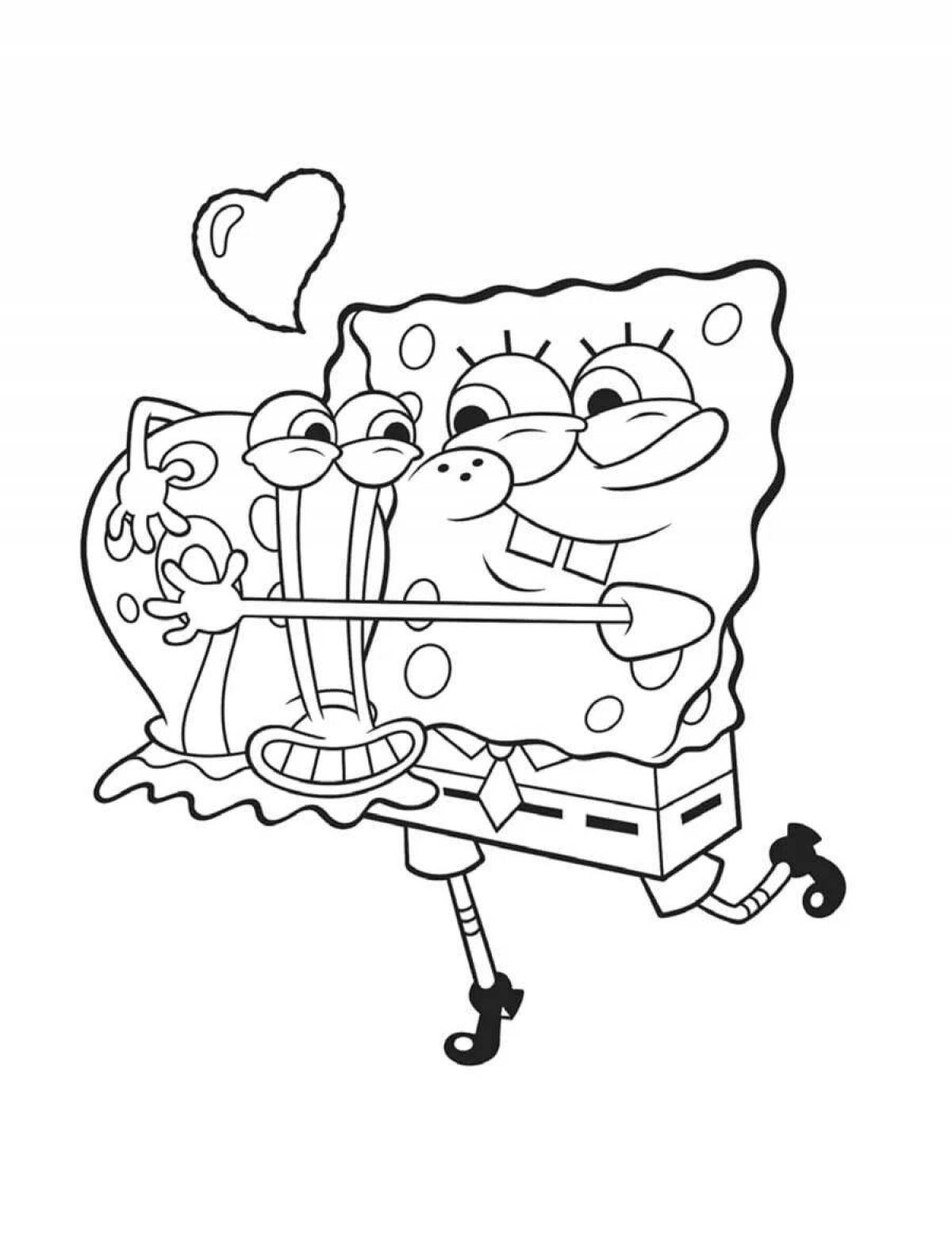 Colorful spongebob coloring page
