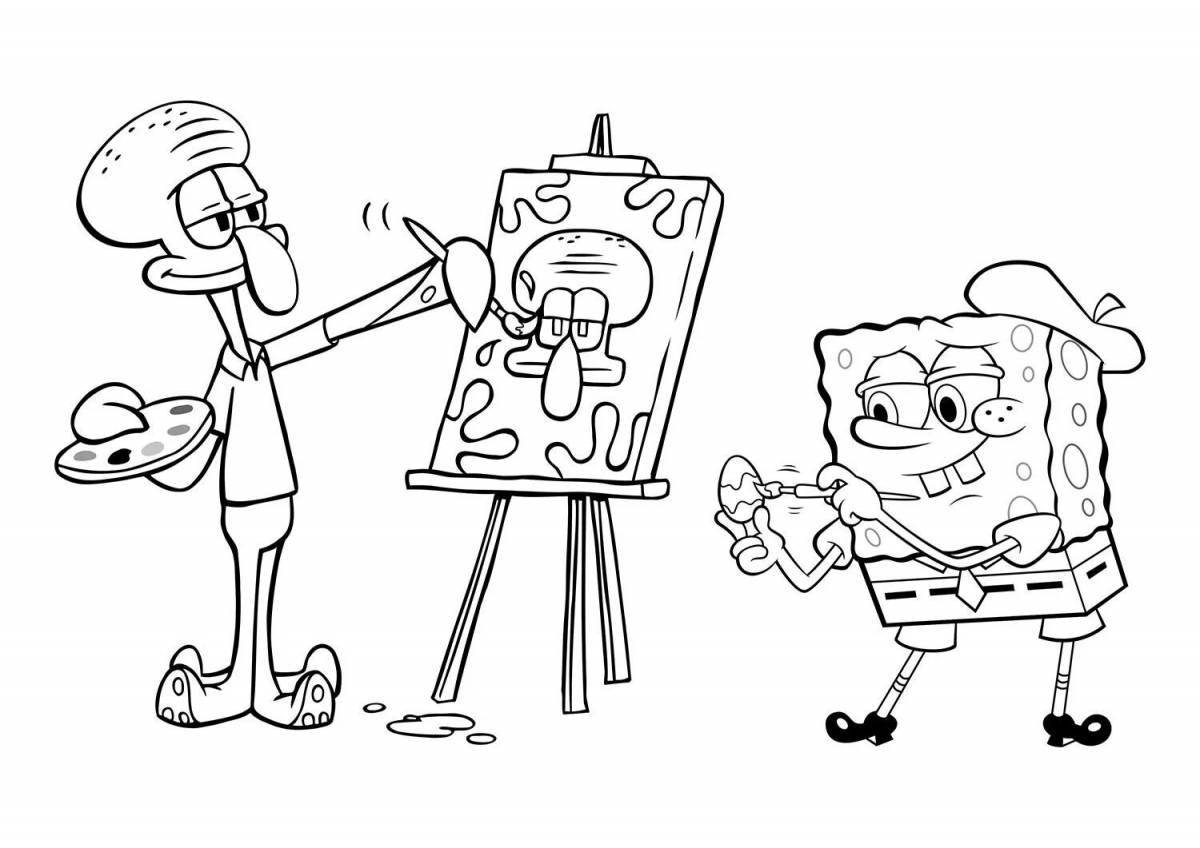 Spongebob's playful coloring page