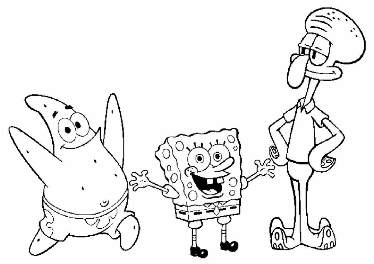 Animated spongebob coloring page