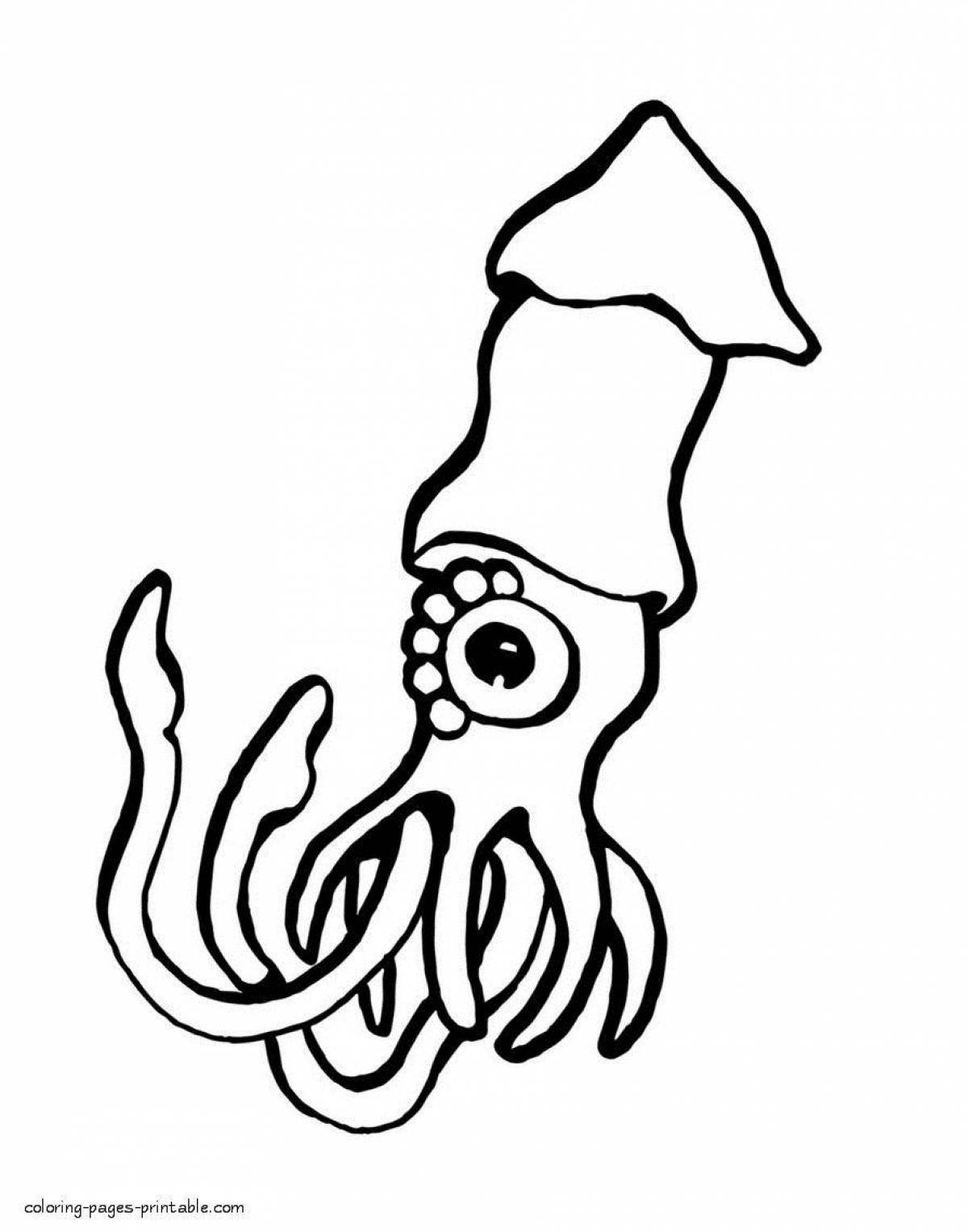 Fun coloring squid for kids