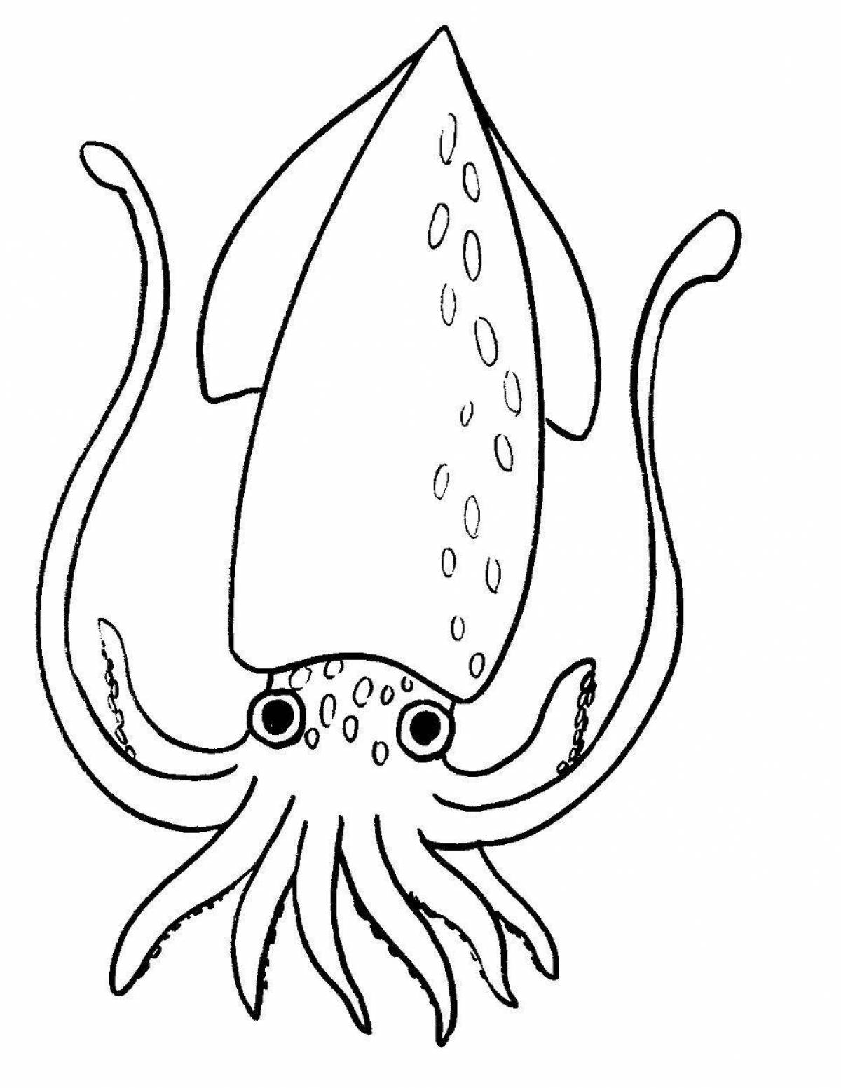 Playful squid coloring for kids