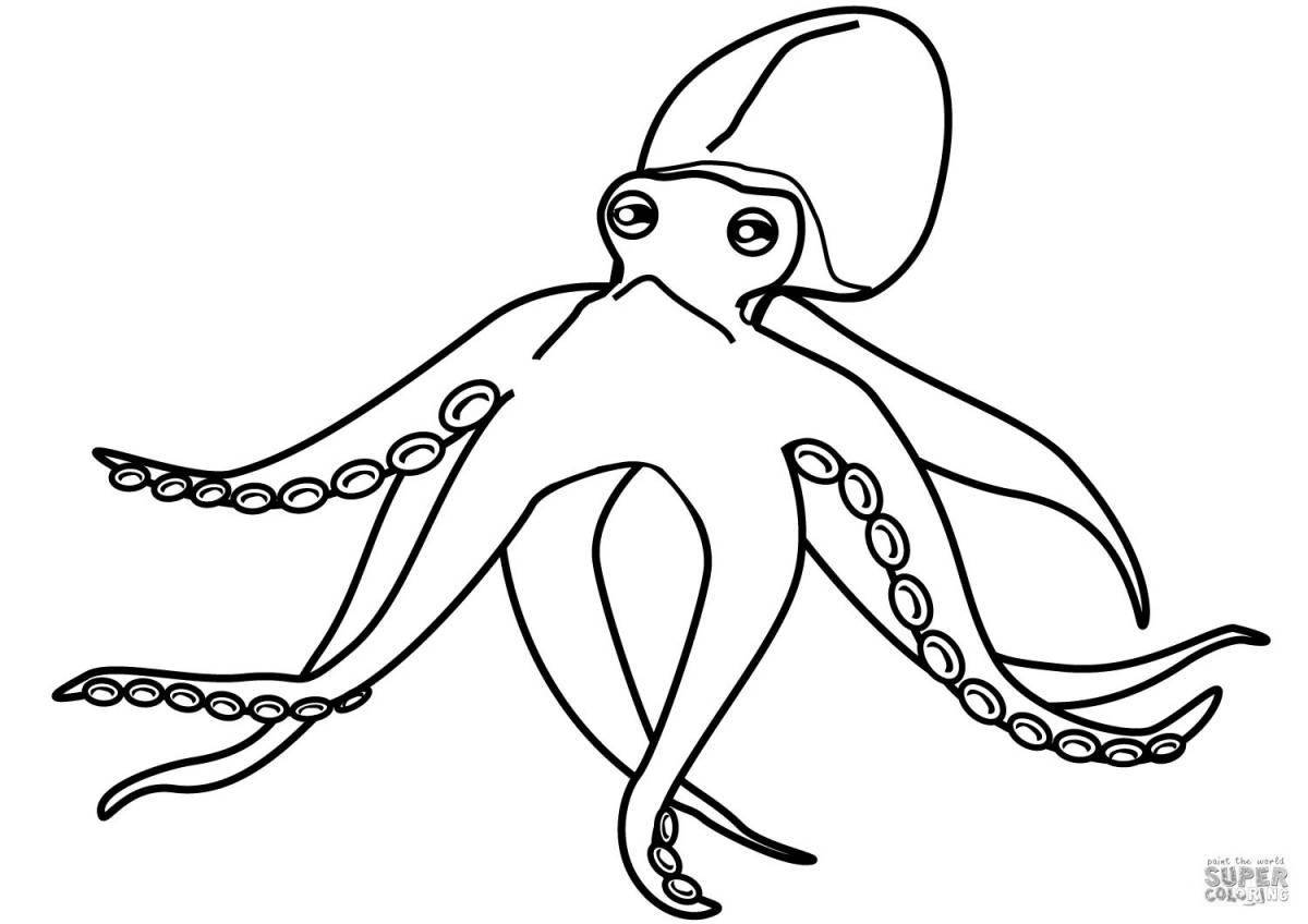 Adorable squid coloring book for kids