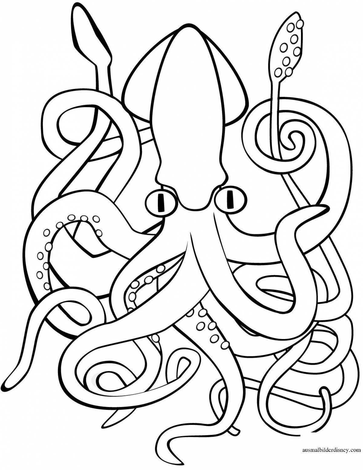 Sweet coloring squid for kids