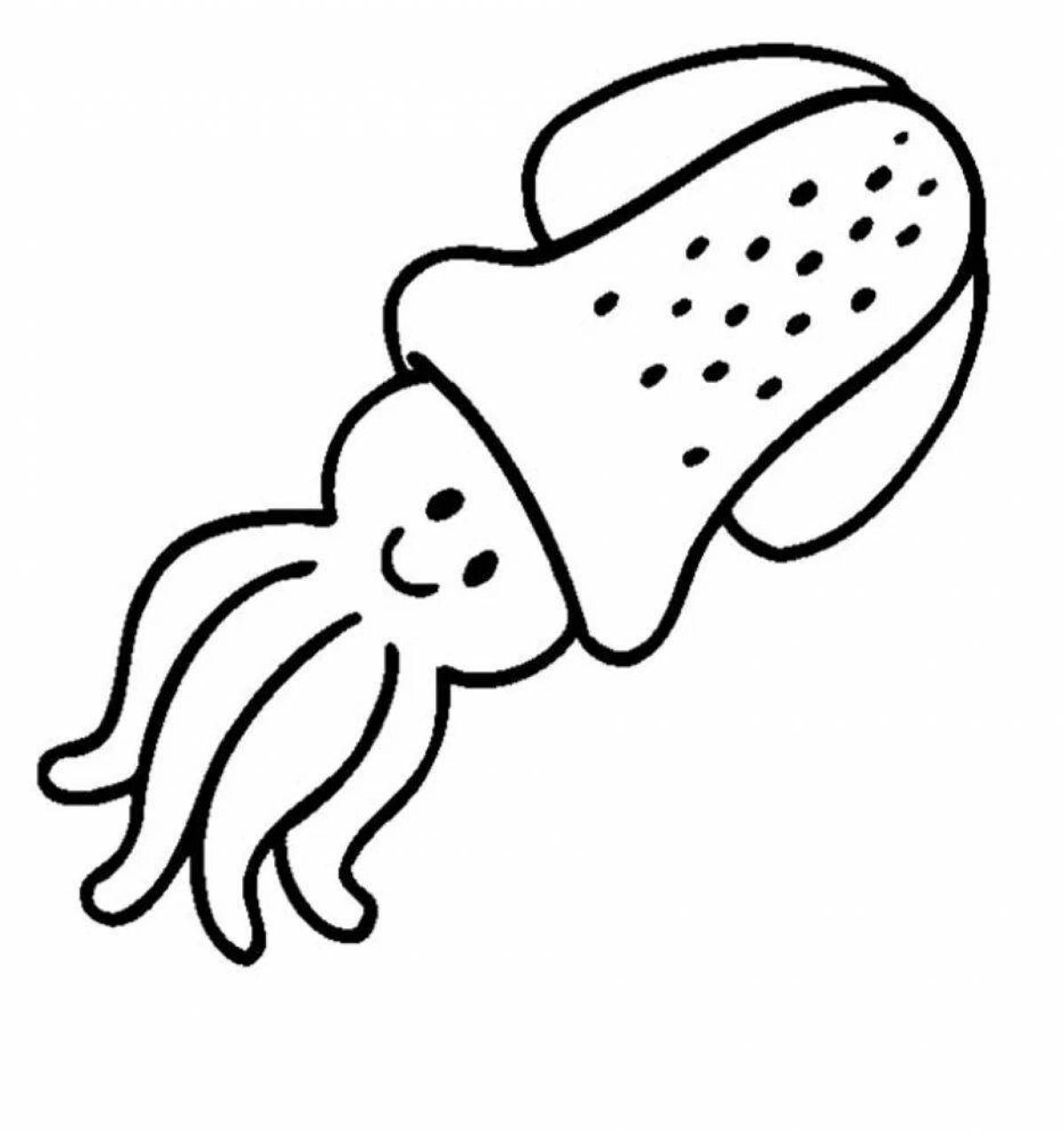 Fun coloring squid for kids
