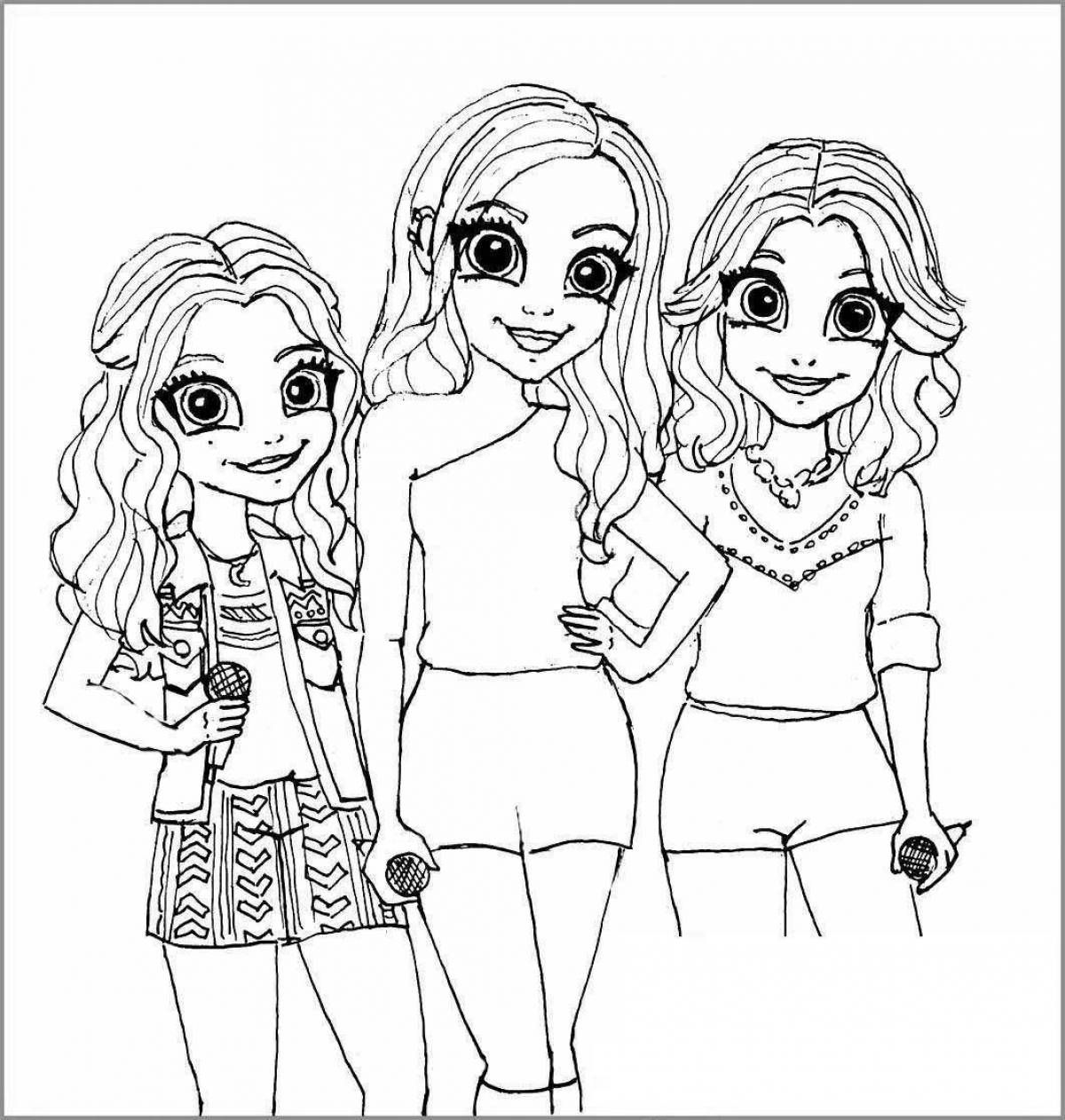 Adorable coloring book for girl friends