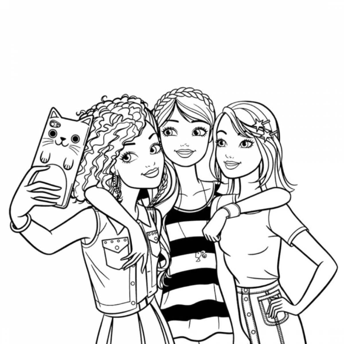 Cute coloring pages for girls, girlfriends