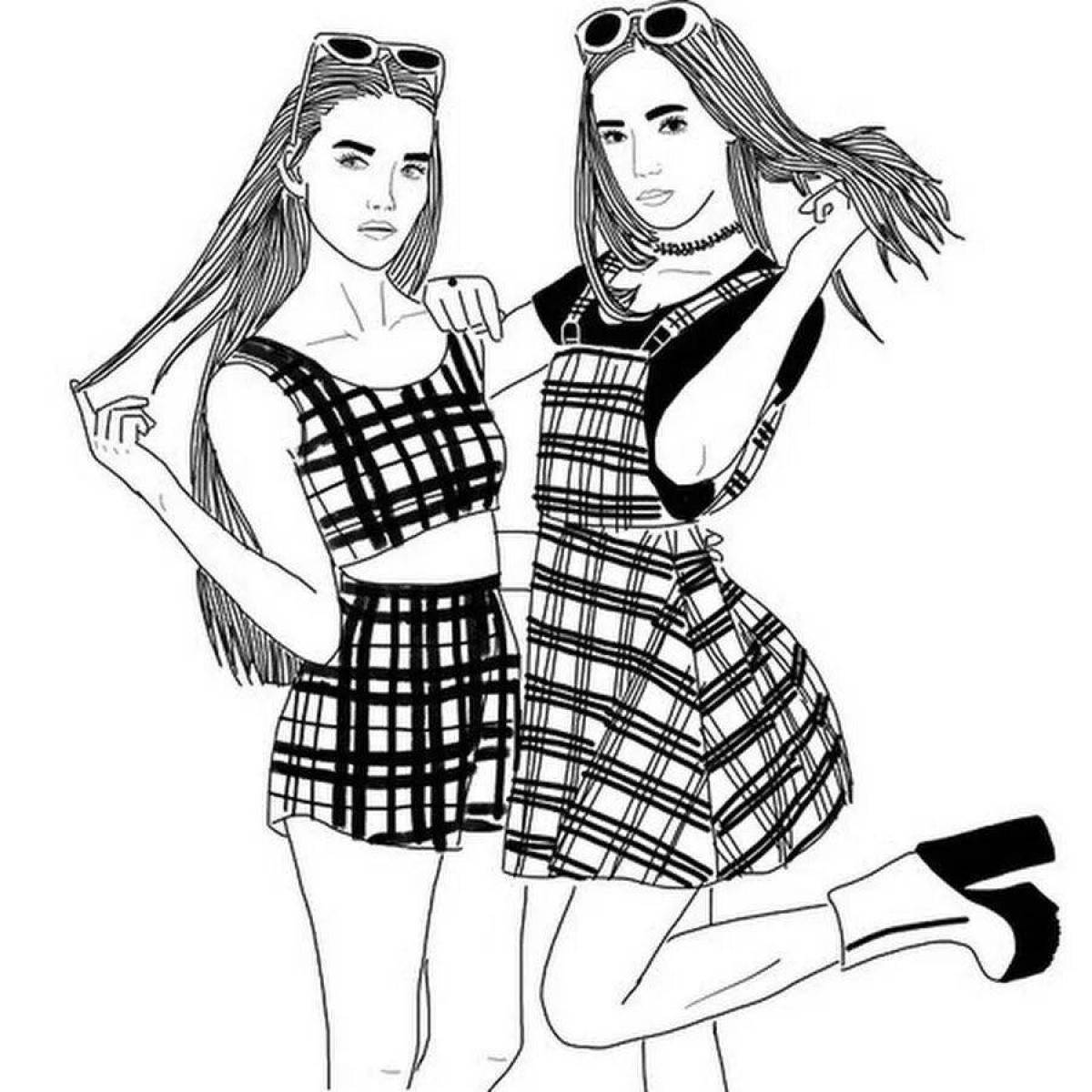Radiant coloring girls girlfriends