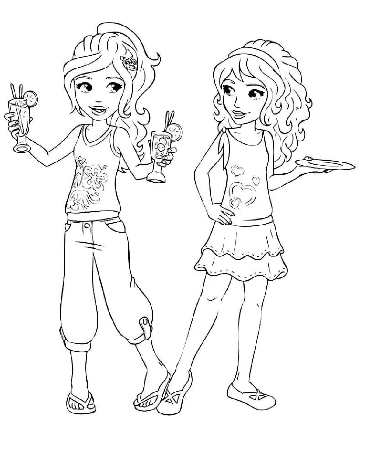 Adorable coloring book for girls and girlfriends