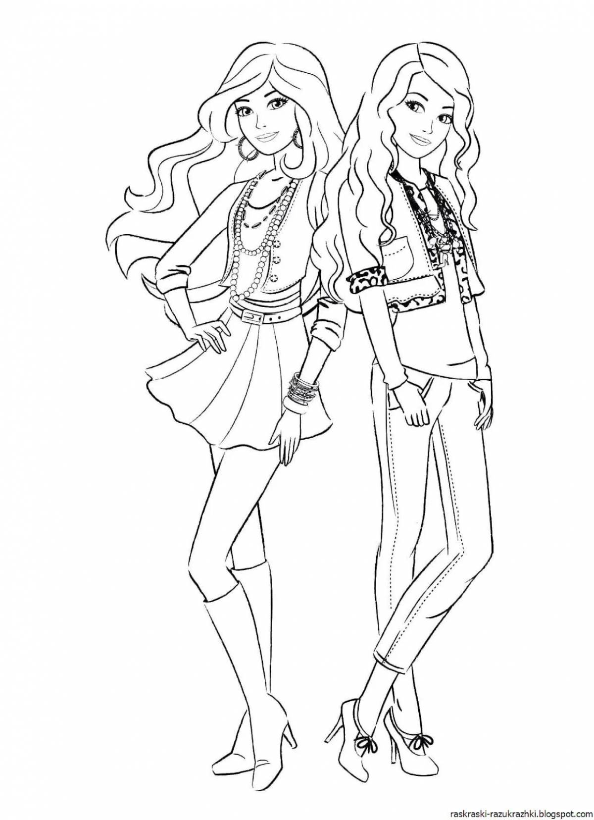 Blissful coloring girl girlfriends