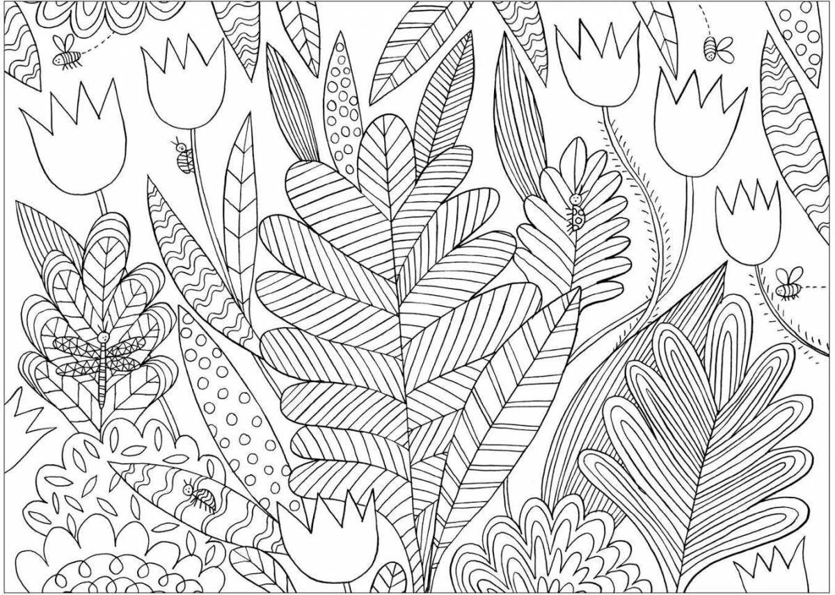 Peaceful anti-stress coloring book for markers