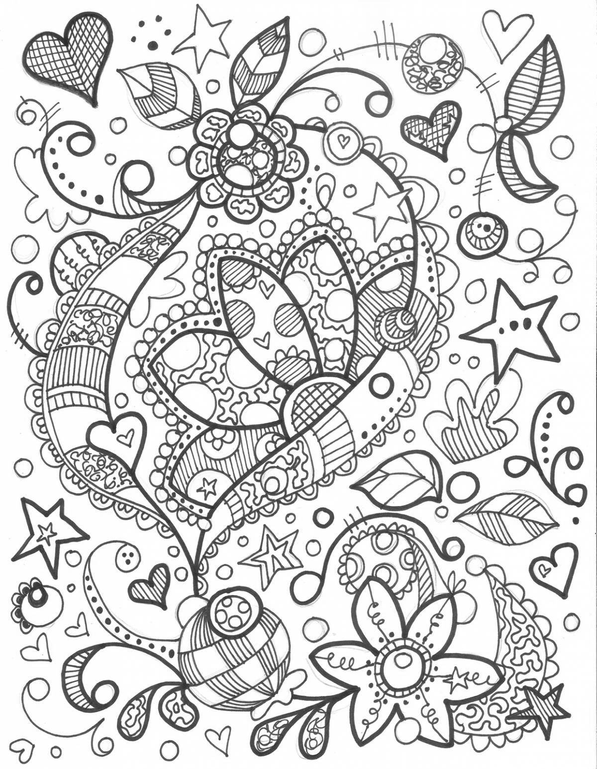 Invigorating anti-stress coloring book for markers
