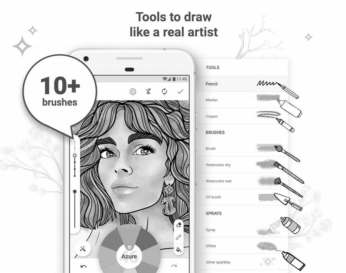 Bright program for coloring image pages