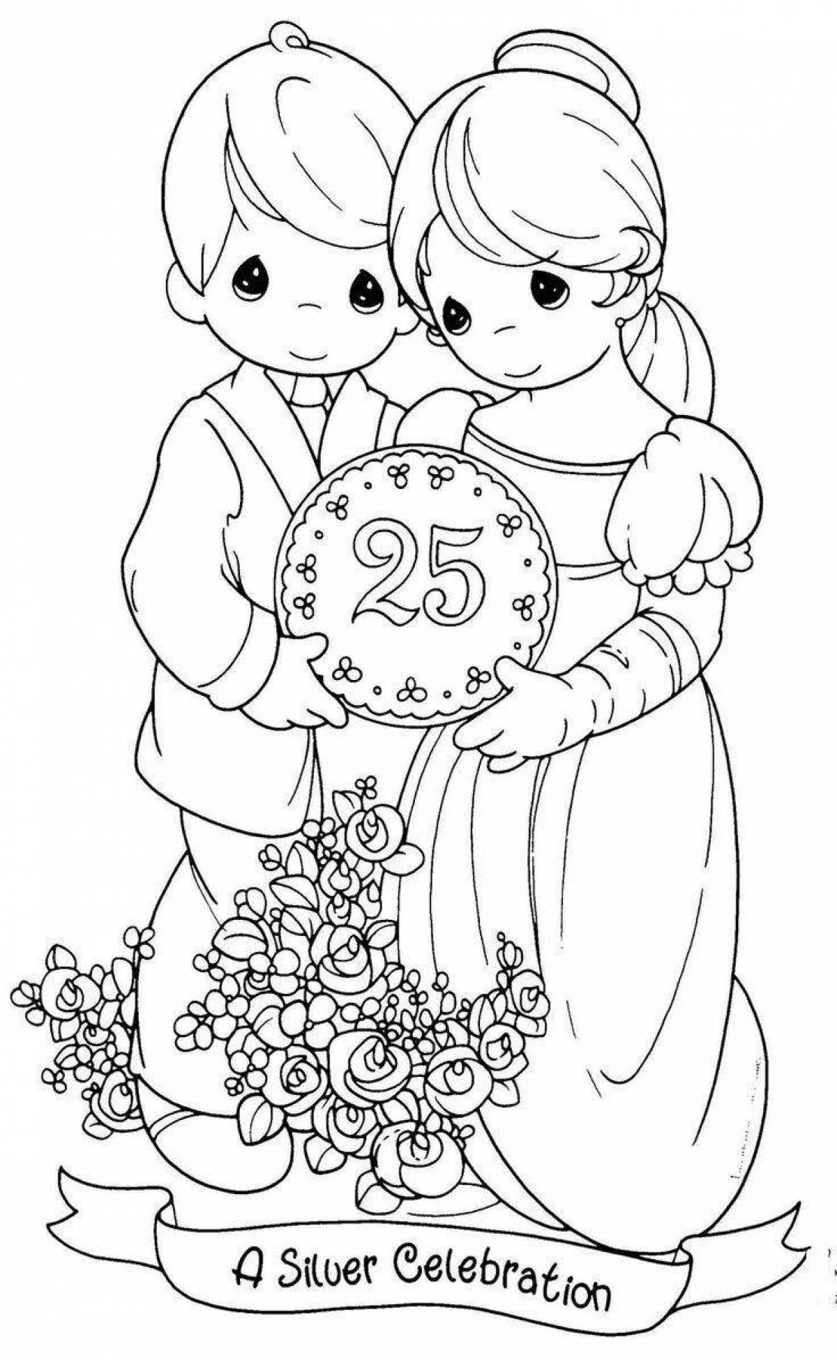 Blooming wedding anniversary coloring book