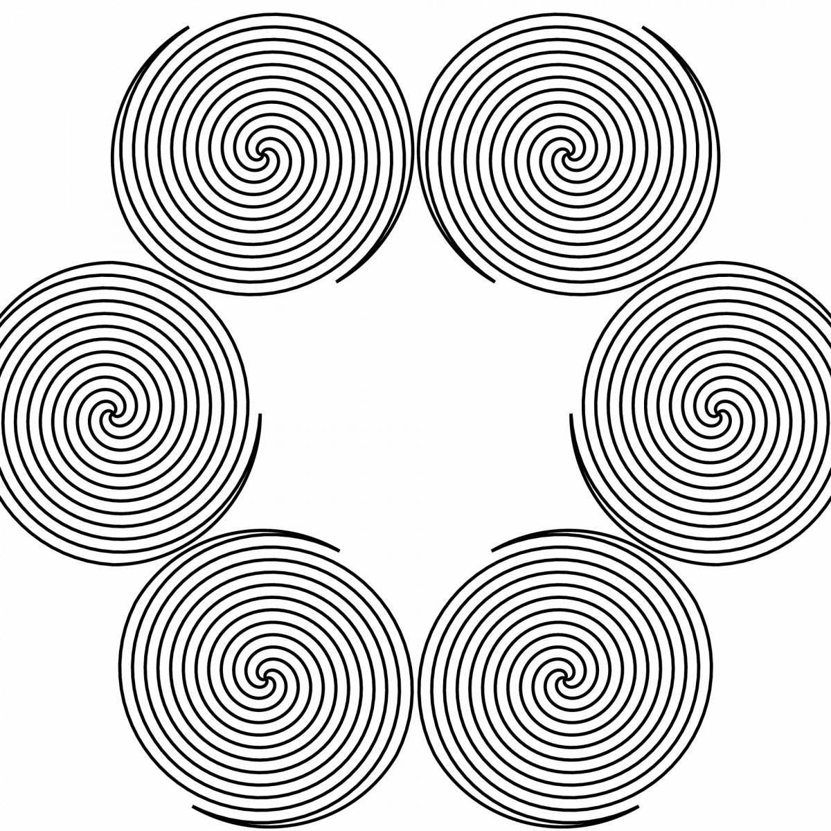 Coloring page with dynamic striped circle